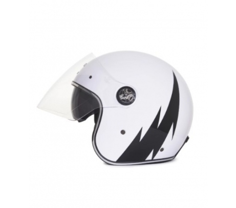 CAPACETE LUCCA GALAXY GLOSSY BOLT WHITE/BLACK 